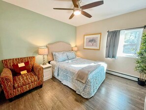1 bedroom, desk, iron/ironing board, travel cot