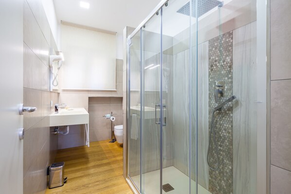 Suite, Terrace (Rainbow) | Bathroom | Shower, rainfall showerhead, free toiletries, hair dryer - A Suites (Sorrento)