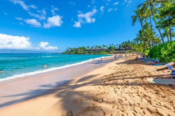 Napili Bay - a crescent shaped sandy bay. Napili Shores is at the southern point of this beautiful setting.