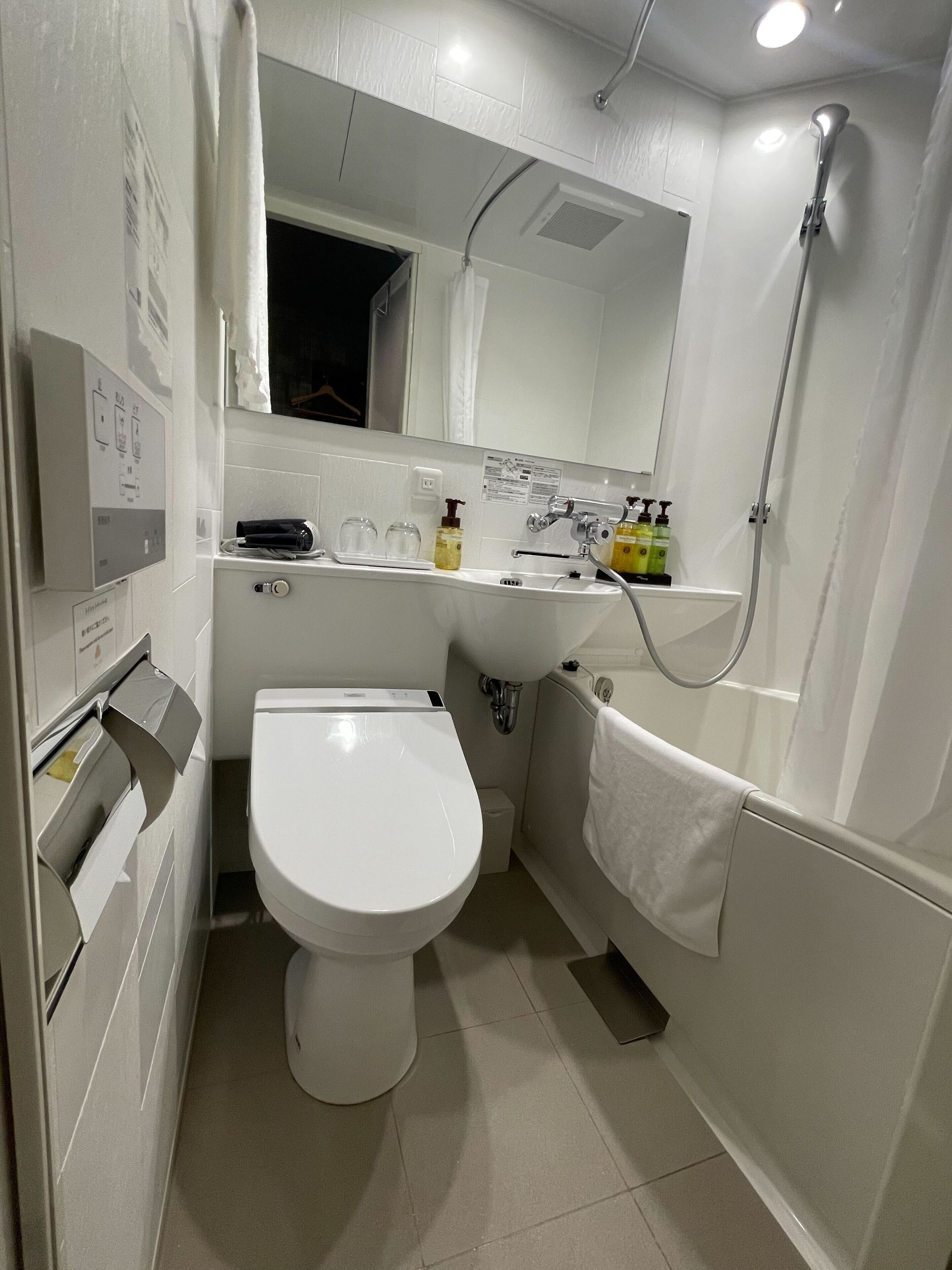 free toiletries, hair dryer, slippers, electronic bidet