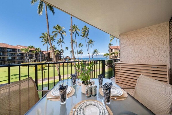Outdoor dining - SUMMER SALE! Updated 1BR Unit with Pool and Hot Tub- Papakea  B201 (Lahaina)