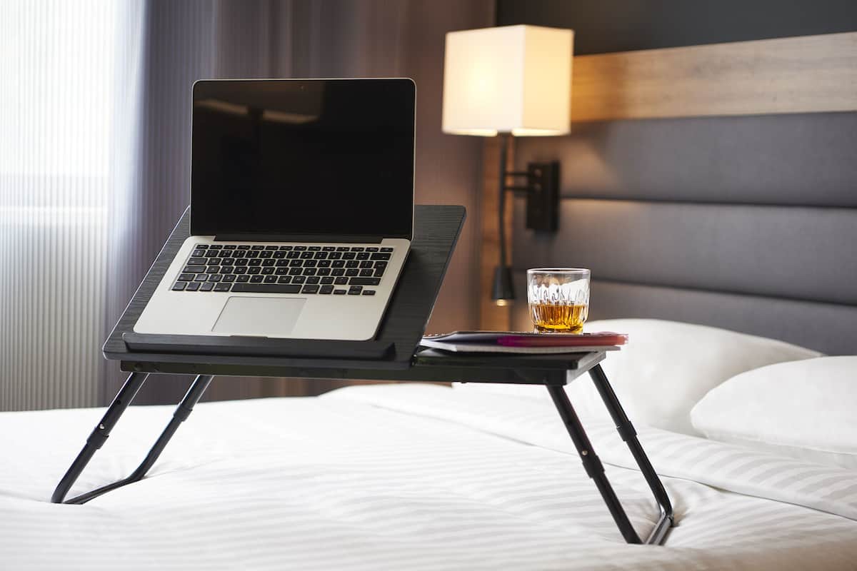 laptop workspace, soundproofing, free wifi, bed sheets