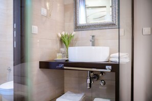 Shower, hair dryer, slippers, towels - Luxury Rooms Luca and De Luca (Belgrade)