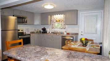 Réfrigérateur, micro-ondes, plaque de cuisson, lave-vaisselle