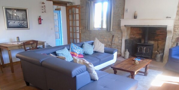 TV, fireplace, video games, DVD player - Rural Farmhouse with Spacious Garden near Charroux (Charroux)