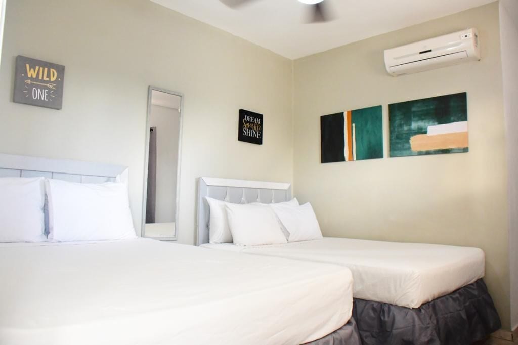 Premium bedding, blackout drapes, soundproofing, free WiFi