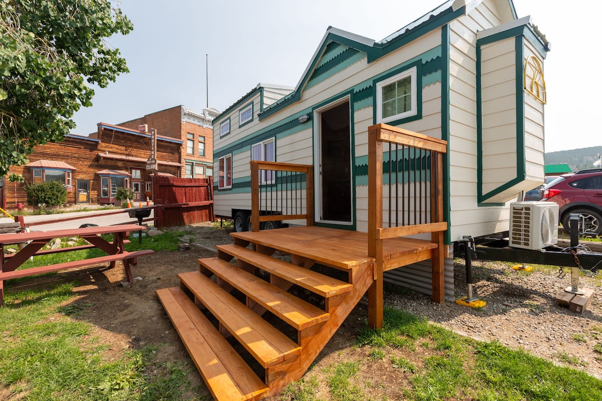 Ferienhütte (Tiny House Oakley) | Schallisolierte Zimmer, Bügeleisen/Bügelbrett, Bettwäsche