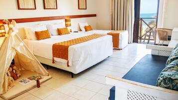 Suite Luxo Frente Mar | Roupas de cama antialérgicas, camas com colchões pillow-top, frigobar