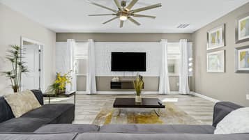 Basic House, 6 Bedrooms, Private Pool (5 Bathrooms) | Living area | Flat-screen TV