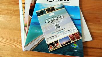 A stack of guide books for Ruma City, including a map and various photographs of the city.