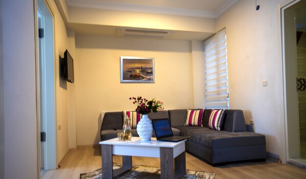 Classic Apartment, 1 Bedroom | Living area | 82-inch LED TV with satellite channels, TV - Baka Suite (Trabzon)
