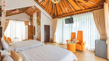 Double Room, 2 Queen Beds, Garden View | Premium bedding, minibar, individually decorated, individually furnished