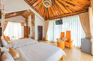 Double Room, 2 Queen Beds, Garden View | Premium bedding, minibar, desk, laptop workspace