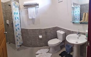 Een douche, gratis toiletartikelen, een haardroger, pantoffels