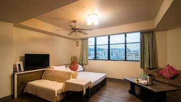 Desk, blackout curtains, iron/ironing board, free WiFi