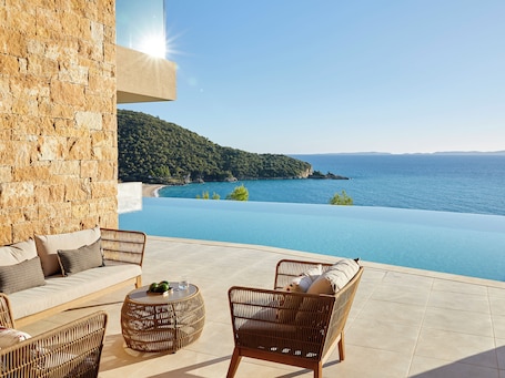 Junior Suite Panorama Sea View with Private Pool | View from room. Elix, Mar-Bella Collection