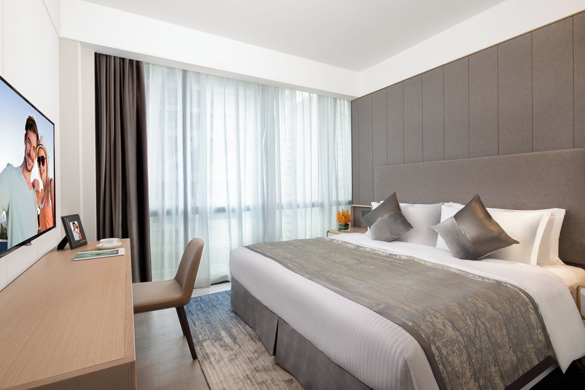 Premium bedding, down comforters, memory foam beds, in-room safe