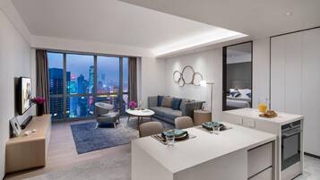 Premium bedding, down duvets, memory-foam beds, in-room safe
