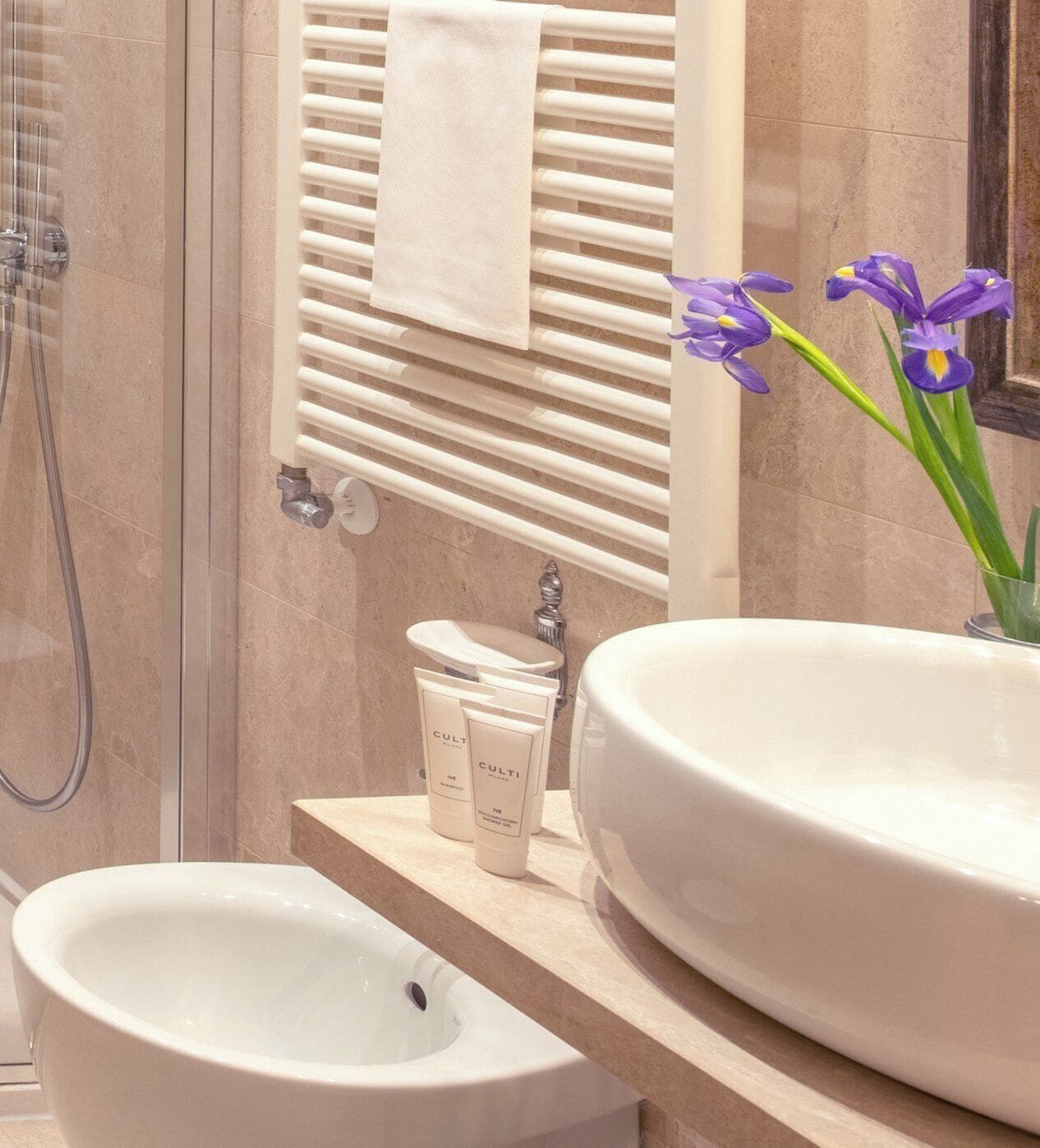 Kostenlose Toilettenartikel, Haartrockner, Hausschuhe, Bidet
