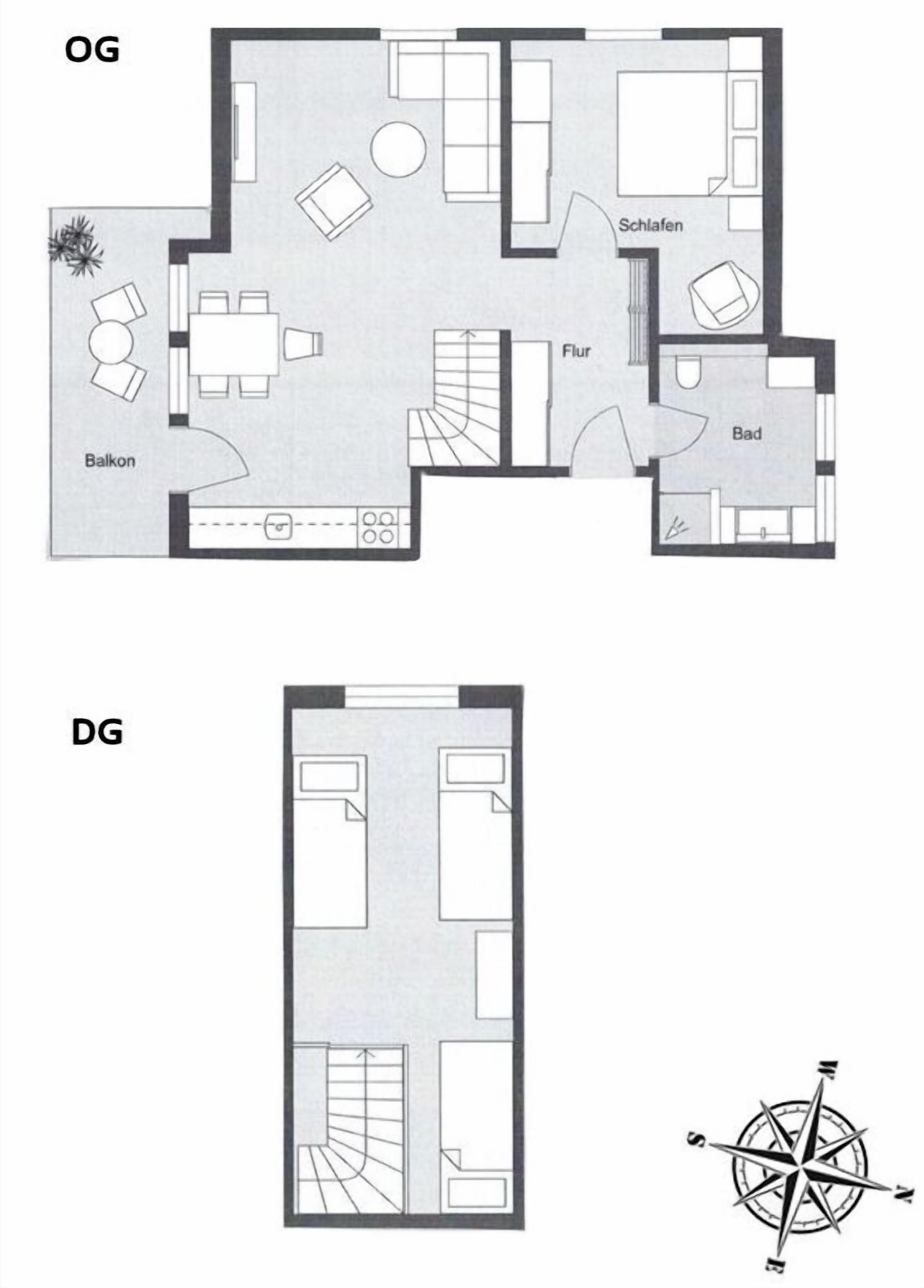 A floor plan of a hotel with labeled rooms including a balcony, a bathroom, and a kitchen area.