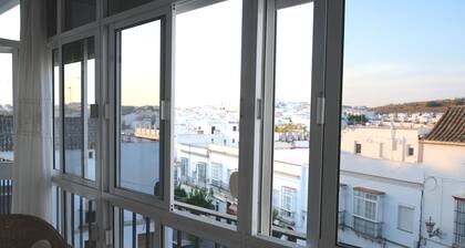 Kattohuoneisto Arcosin keskustassa (Cadiz)