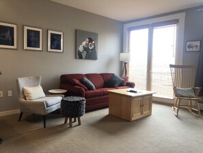 Flat-screen TV, fireplace, DVD player