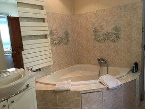 Séchoir à cheveux, serviettes fournies, savon, shampooing