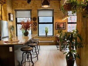 Dining - theLOFTonJAMES, Historic Exchange District, Exposed Brick & Beams, High Ceilings (Winnipeg)