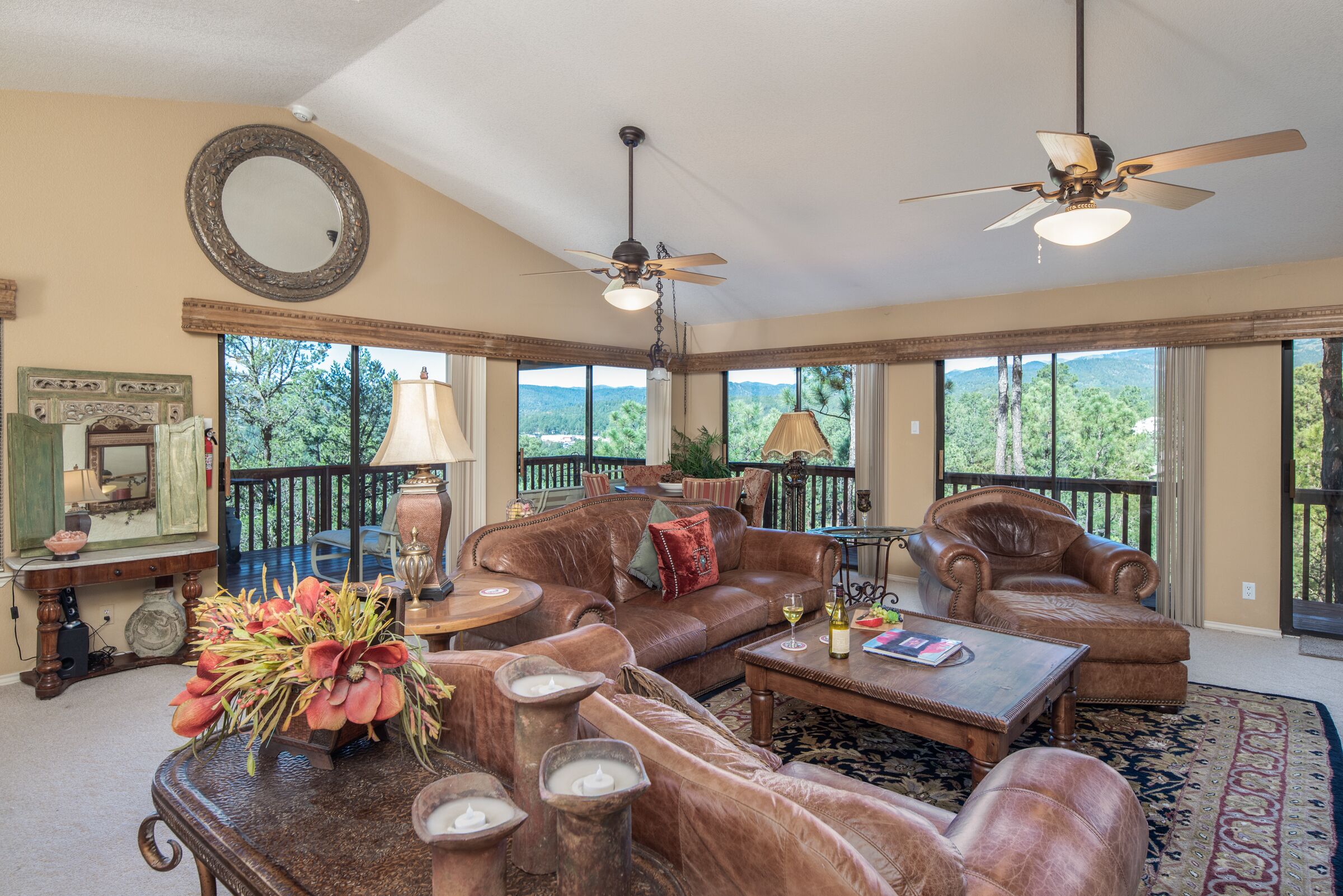 Smart TV, chimenea, libros