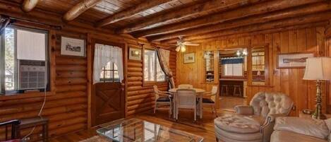 TV connectée, cheminée, lecteur de DVD, vidéothèque