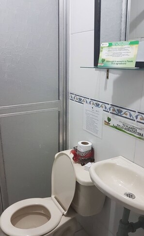 Shower, free toiletries, towels, soap - Hotel Lyon (Medellín)