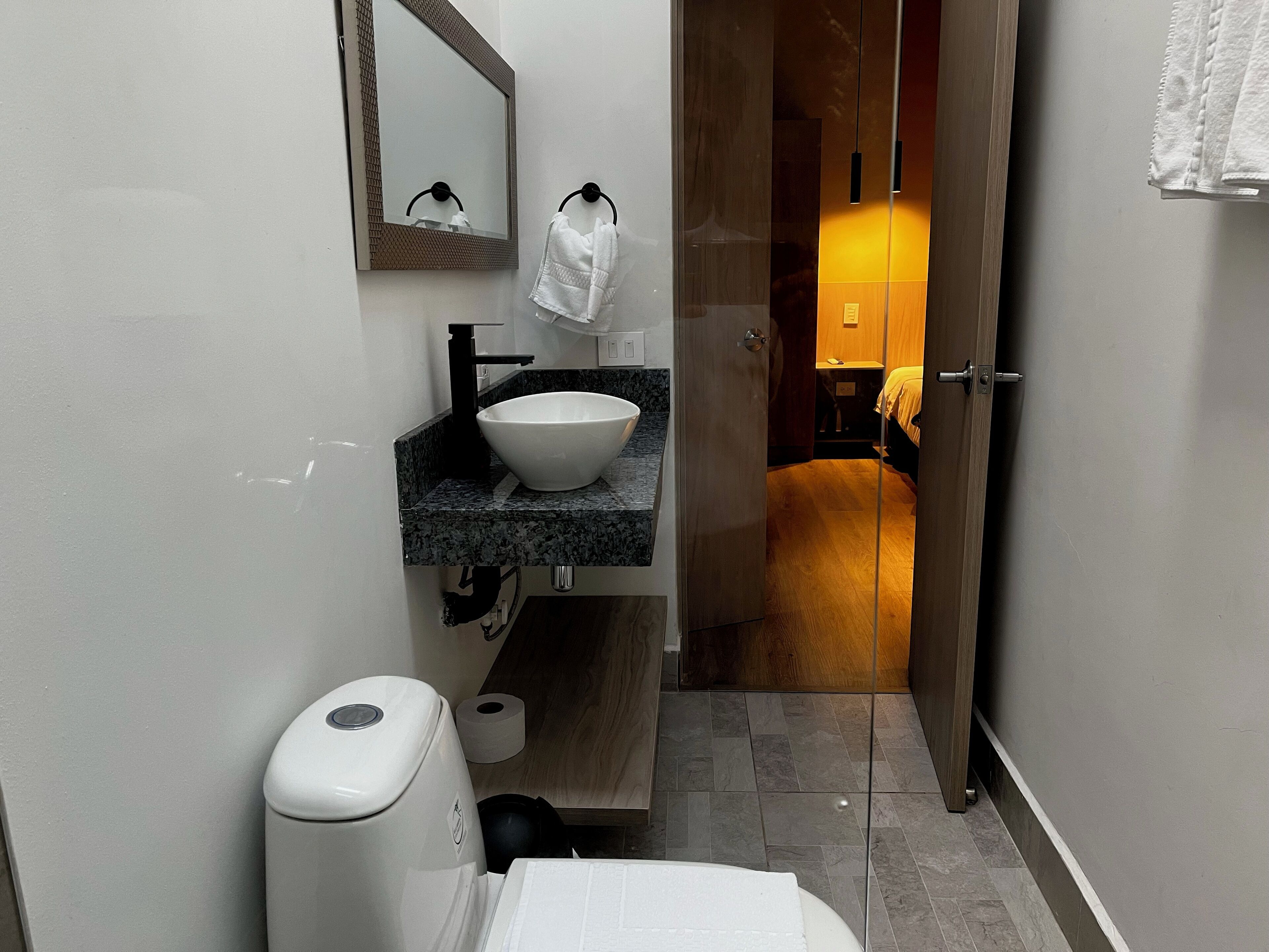 family room | bathroom | shower, designer toiletries, towels, soap