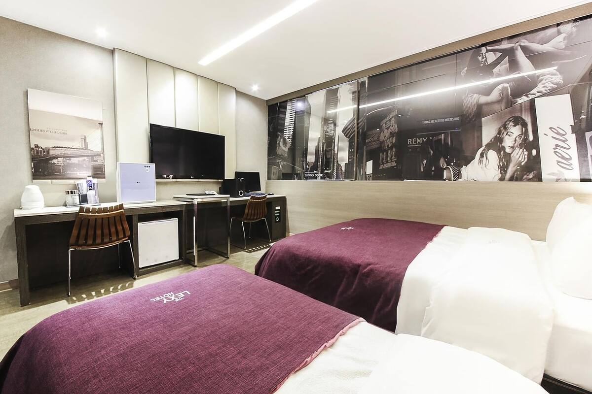 Desk, blackout curtains, free WiFi, bed sheets