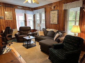 Smart TV, fireplace, Netflix, books
