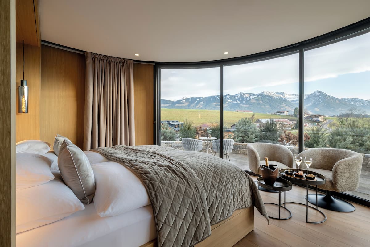 Hypo-allergenic bedding, down comforters, in-room safe, blackout drapes