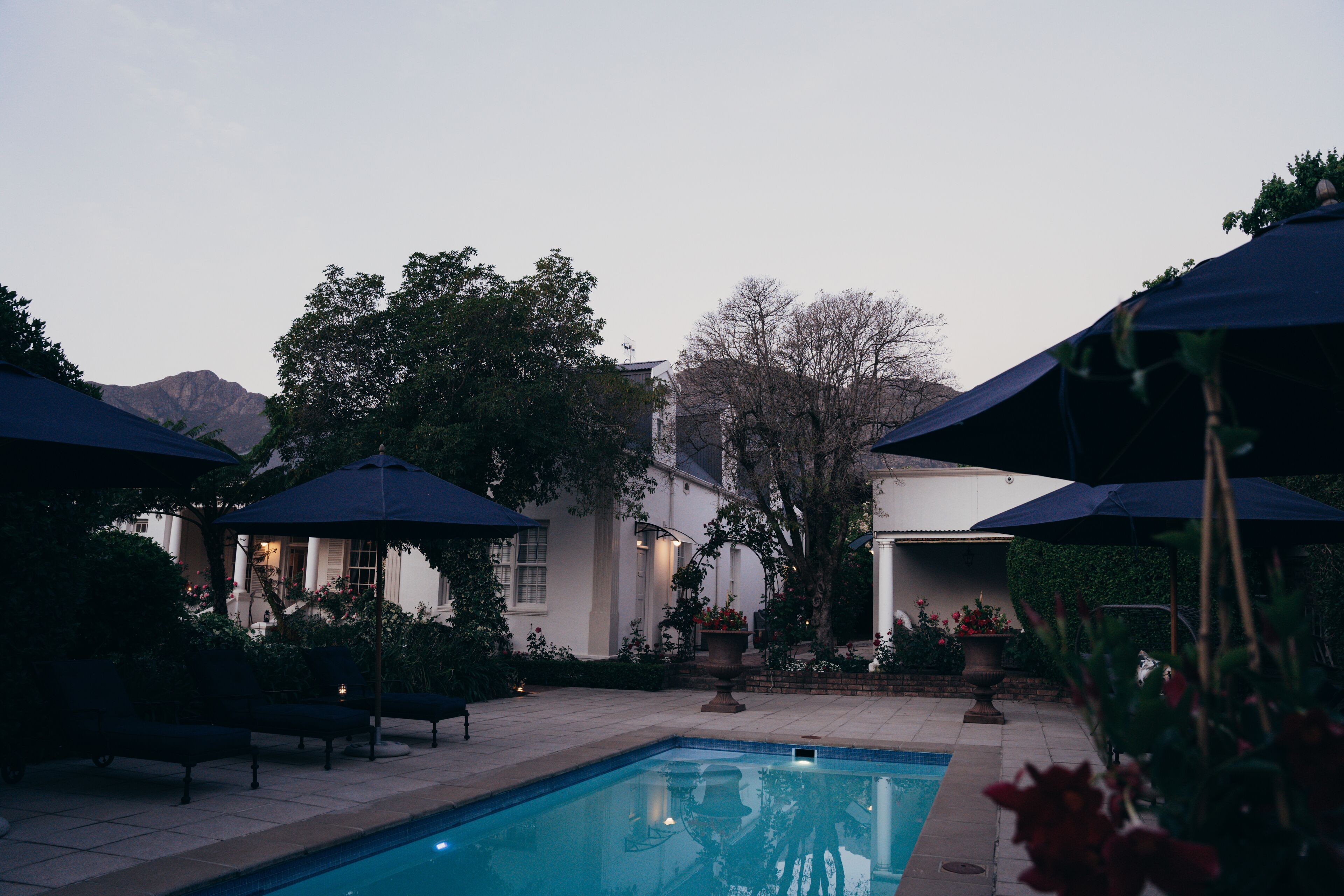 Outdoor pool, free pool cabanas, pool umbrellas