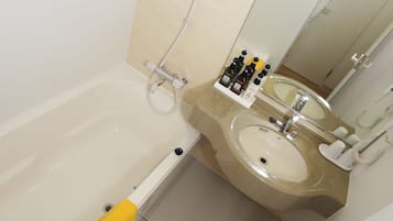 Separate tub and shower, deep soaking tub, hair dryer, electronic bidet