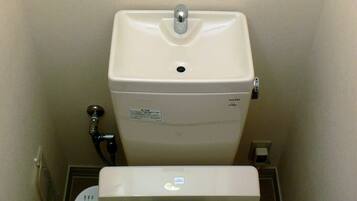 A bathroom with a toilet, a sink, and a shower.