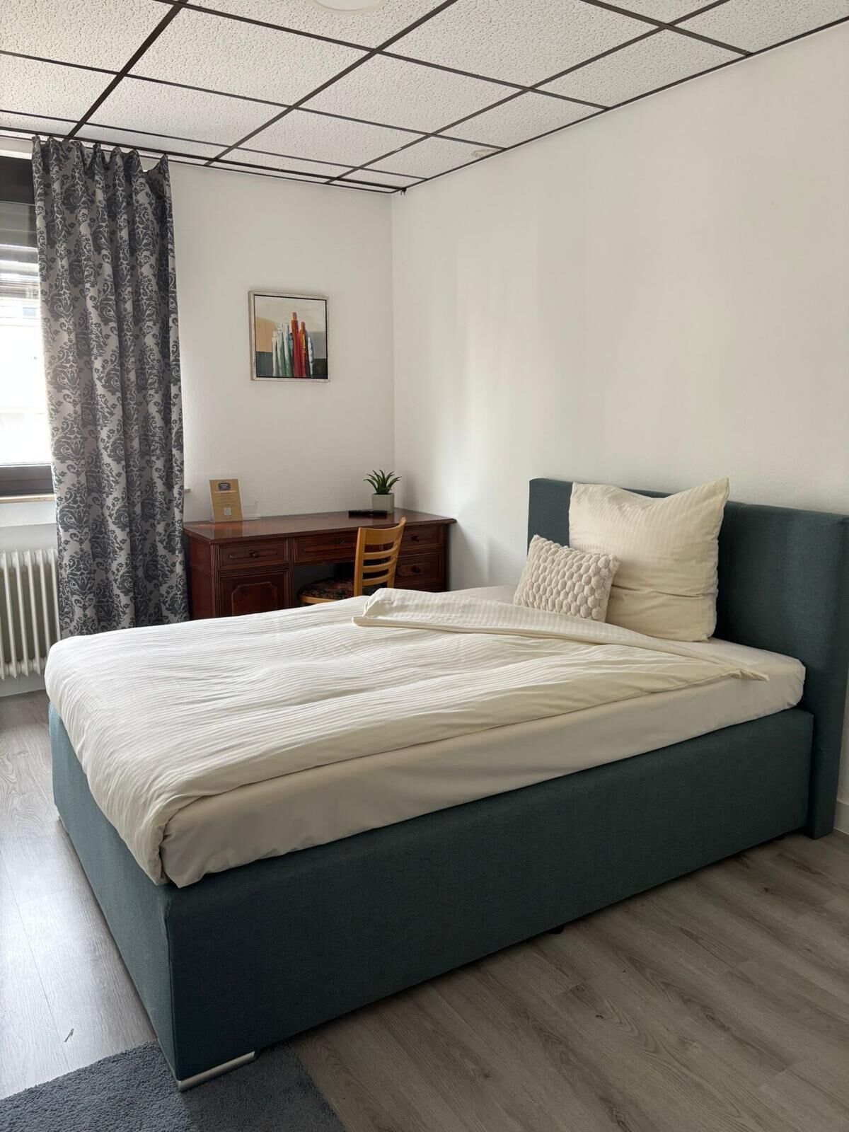 Desk, free WiFi, bed sheets