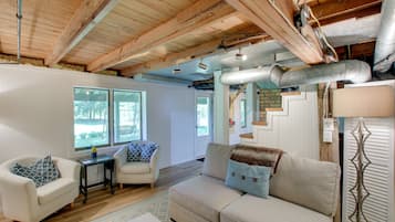 TV, fireplace, video games, books