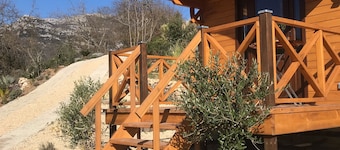 Wooden trailer on the river