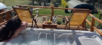 Wooden trailer on the river