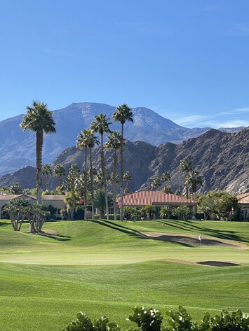 Back patio golf course mountain views