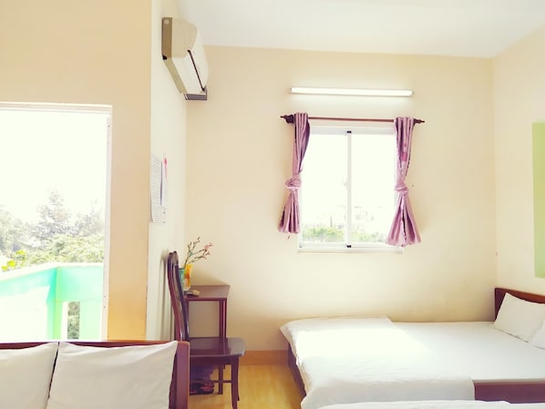 Family Shared Dormitory, Multiple Beds, Patio | Desk, laptop workspace, blackout drapes, soundproofing