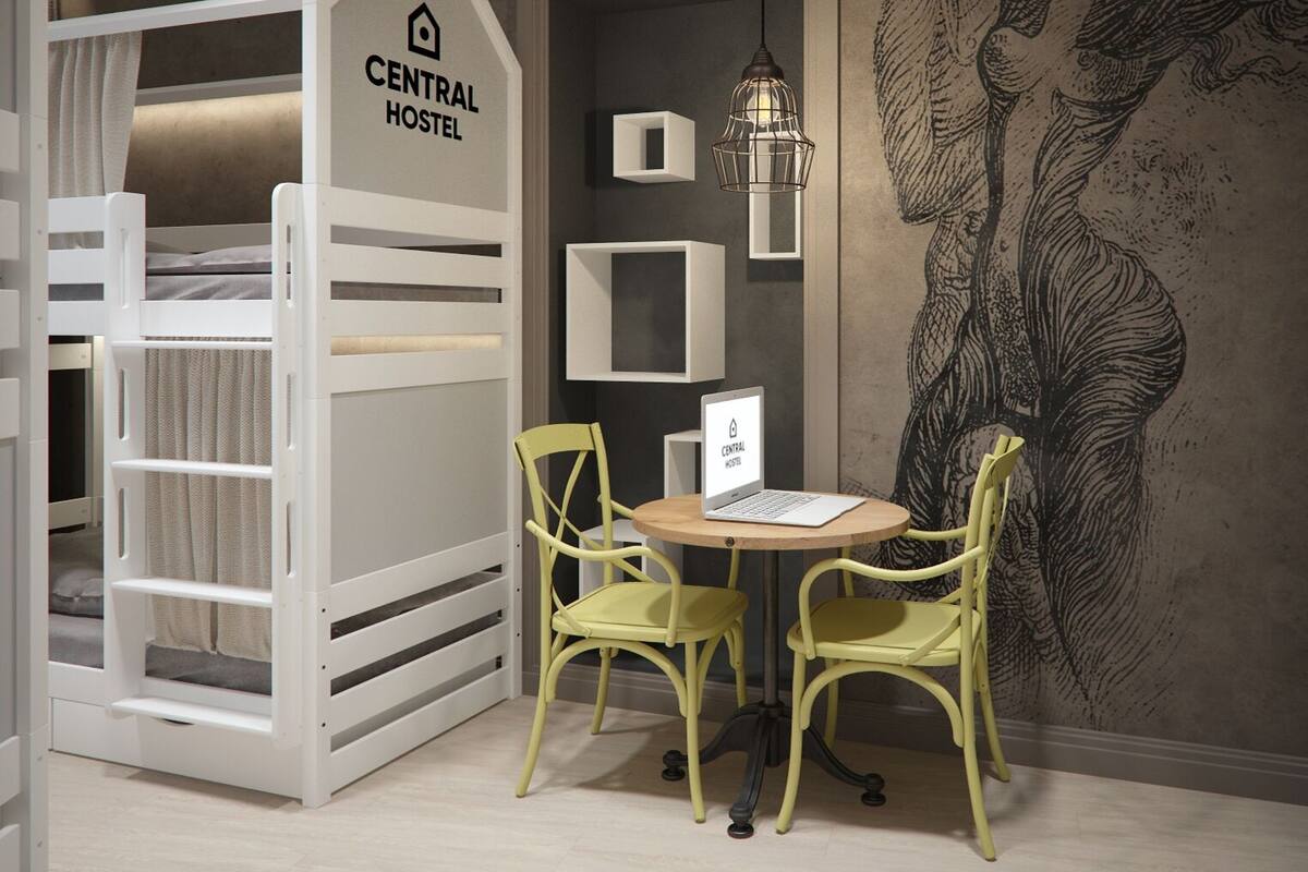 Dormitorio compartido, dormitorio mixto (4 guests, Grey) | Decoración individual, escritorio, espacio para trabajar con un portátil
