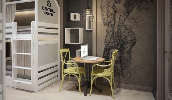 Shared Dormitory, Mixed Dorm (4 guests, Grey) | Desk, laptop workspace, blackout drapes, soundproofing - Central Hostel (Kharkiv)