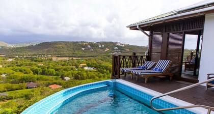 Ocean-view 1BR Orchid Cottage in Cap Estate with private pool, patio & A/C.