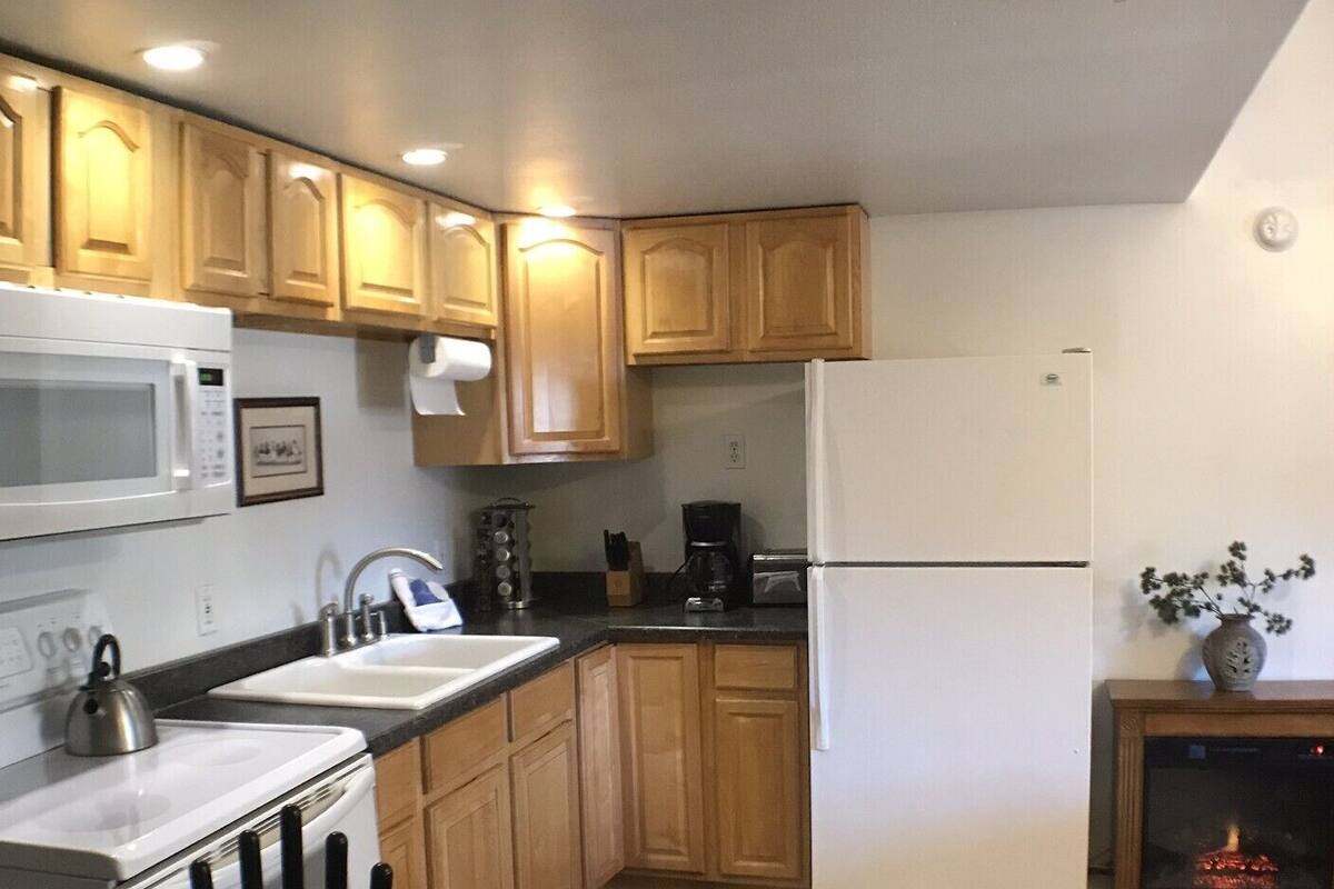 studio suite | private kitchen | fridge, microwave, oven, stovetop