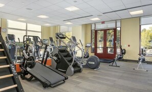A gym with treadmills, elliptical machines, and weight equipment. - Charlie Rentz: Remodeled, Wraparound Deck, Gondola, Resort Amenities, Pool + Hot Tubs (Avon)