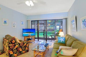 Condo, 2 Queen Beds (Relaxing condo with two pools and ste) | Living room - Relaxing Condo With two Pools and Steps to Beach (Marco Island)